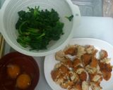 ホウレン草と唐揚げ炒め作り方1写真