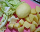春キャベツと新玉葱のマスタードクリーム煮作り方1写真