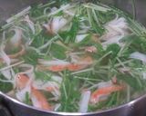 カニカマと水菜のスープ✿ごま油で風味よく作り方3写真