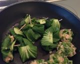 鶏ミンチとセロリのちんげん菜巻き作り方3写真