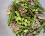 簡単♪鶏とアスパラと枝豆のバジル和え作り方2写真