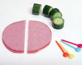 簡単☆お弁当に☆ハムキュー☆作り方1写真