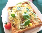 ごぼう×コーン×玉葱のバジルトースト作り方6写真