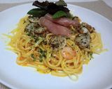 ベビーホタテと生ハムのスパゲティ　簡単♪作り方4写真