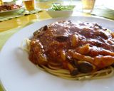 ☆トマトカレーパスタアスパラしめじ入り☆作り方7写真