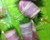 簡単☆お弁当に☆ネギ紫蘇ベーコン巻作り方2写真