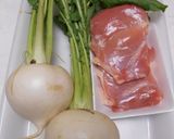 蕪と鶏肉の煮物作り方1写真