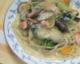 牡蠣とサーモンときのこのクリームパスタ♡作り方16写真