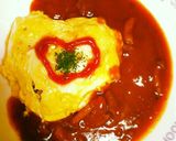 ハート型*卵1個ふわとろ半熟オムライス作り方13写真