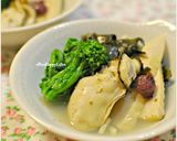 だし要らず♪牡蠣と菜の花のしそ梅若竹煮作り方4写真