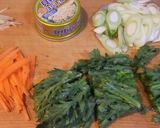 貝柱と春菊のパスタ作り方1写真