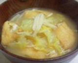 白菜とえのきと厚揚げ(豆腐)の味噌汁作り方6写真