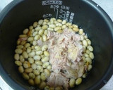 炒り大豆とツナの味噌炊き込み飯作り方2写真