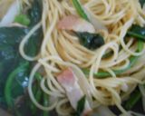 新玉ねぎとほうれん草のパスタ・バター味作り方11写真