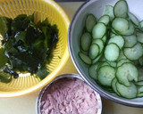 わかめときゅうり、ツナの味噌和え作り方1写真