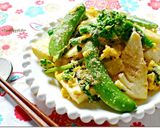 菜の花たけのこスナップエンドウの梅卵炒め作り方6写真