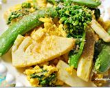 菜の花たけのこスナップエンドウの梅卵炒め作り方7写真