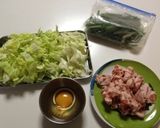 豚キャベツ&ニラ玉炒め作り方1写真