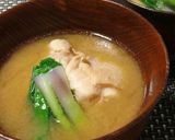 鶏もも肉と分葱(わけぎ)のお味噌汁作り方5写真