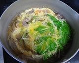 牛肉と水菜の玉子汁作り方5写真
