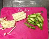 お弁当★アスパラときのこのバター醤油炒め作り方1写真