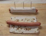 食パンでソーセージまきまきおつまみ作り方2写真