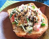 ニラ・かにかま・塩昆布の胡麻風味トースト作り方5写真