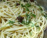 梅しそとアンチョビのパスタ作り方4写真