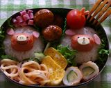 簡単キャラ弁おかず：仲良しなぶた君いぬ君作り方12写真