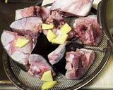 新鮮な鰤カマと一緒に煮る葱大根作り方3写真