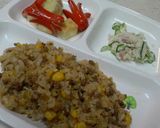 簡単ランチ♪炒めハンバーグのロコモコ丼作り方9写真