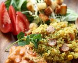 カレーピラフ♡チキントマトクリーム添え作り方8写真