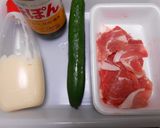 キューリと豚肉のマヨネーズ・ポン酢和え作り方1写真