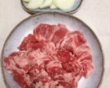 玉ねぎで☆牛肉のしぐれ煮・紅生姜添え作り方1写真