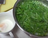 簡単♪温泉卵と水菜のサラダ♪作り方1写真