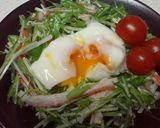 簡単♪温泉卵と水菜のサラダ♪作り方3写真