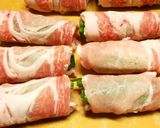 豚薄切り肉のニラ巻きレンジ蒸し作り方3写真