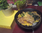 豚肉とほうれん草の卵とじ丼中華あんかけ作り方5写真