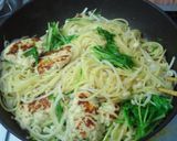 水菜と鶏味噌つくねのシンプルパスタ☆作り方7写真