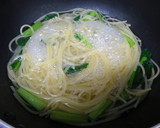 小松菜となめ茸と梅の簡単冷製パスタ作り方3写真