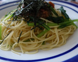 小松菜となめ茸と梅の簡単冷製パスタ作り方5写真