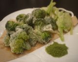 ブロッコリーの茎のかき揚げ♪　抹茶塩作り方5写真