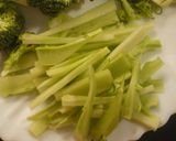 ブロッコリーの茎のかき揚げ♪　抹茶塩作り方1写真