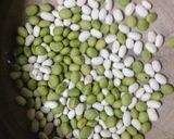 鍋で炊く豆と鶏と昆布の玄米ご飯作り方1写真