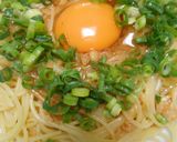 ひきわり納豆となめ茸のパスタ・玉子のせ作り方10写真