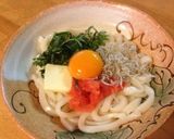 乗せるだけ！タラバタ釜玉うどん♪作り方2写真