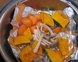 圧力鍋で同時に牛丼と蒸し野菜作り方1写真
