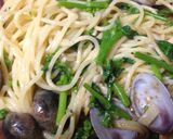 ☆摘み菜inボンゴレパスタ☆作り方3写真