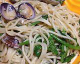 ☆摘み菜inボンゴレパスタ☆作り方4写真