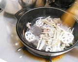 絶品【根菜と和牛で】和のクリームパスタ。作り方4写真